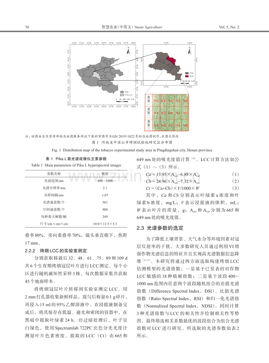 基于无人机高光谱遥感的烤烟叶片叶绿素含量估测.pdf_第3页