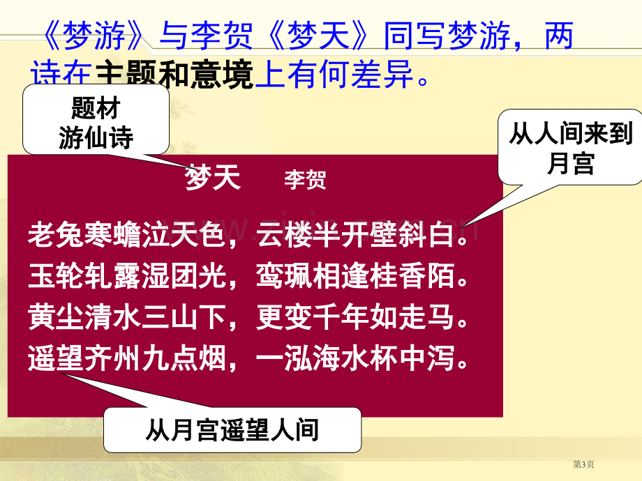 李白梦游天姥和李贺梦天比较市公开课一等奖百校联赛获奖课件.pptx_第3页