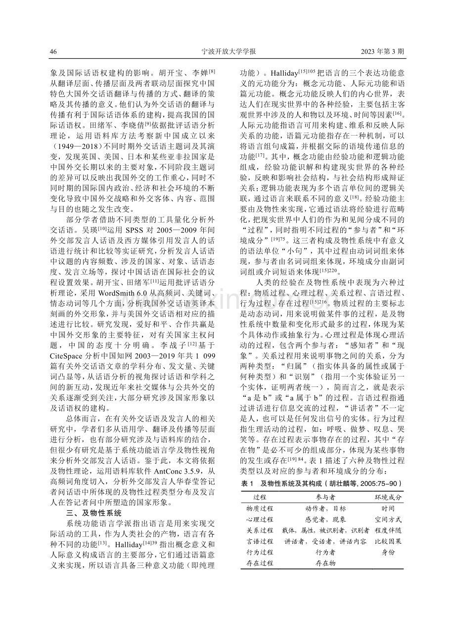 基于语料库的外交部发言人话语的及物性分析——以华春莹演讲为例.pdf_第2页