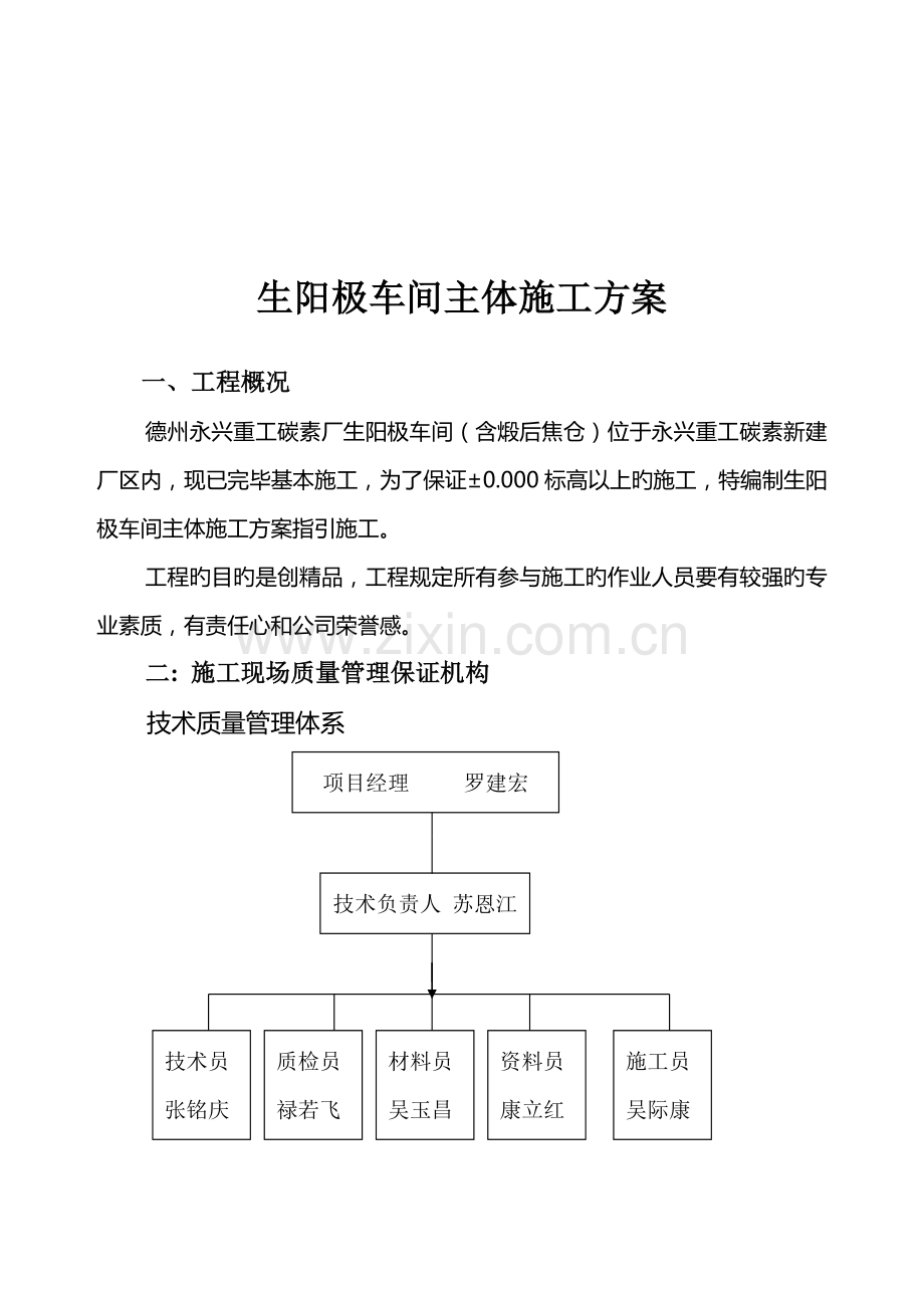 生阳极车间主体综合施工专题方案探析.docx_第1页