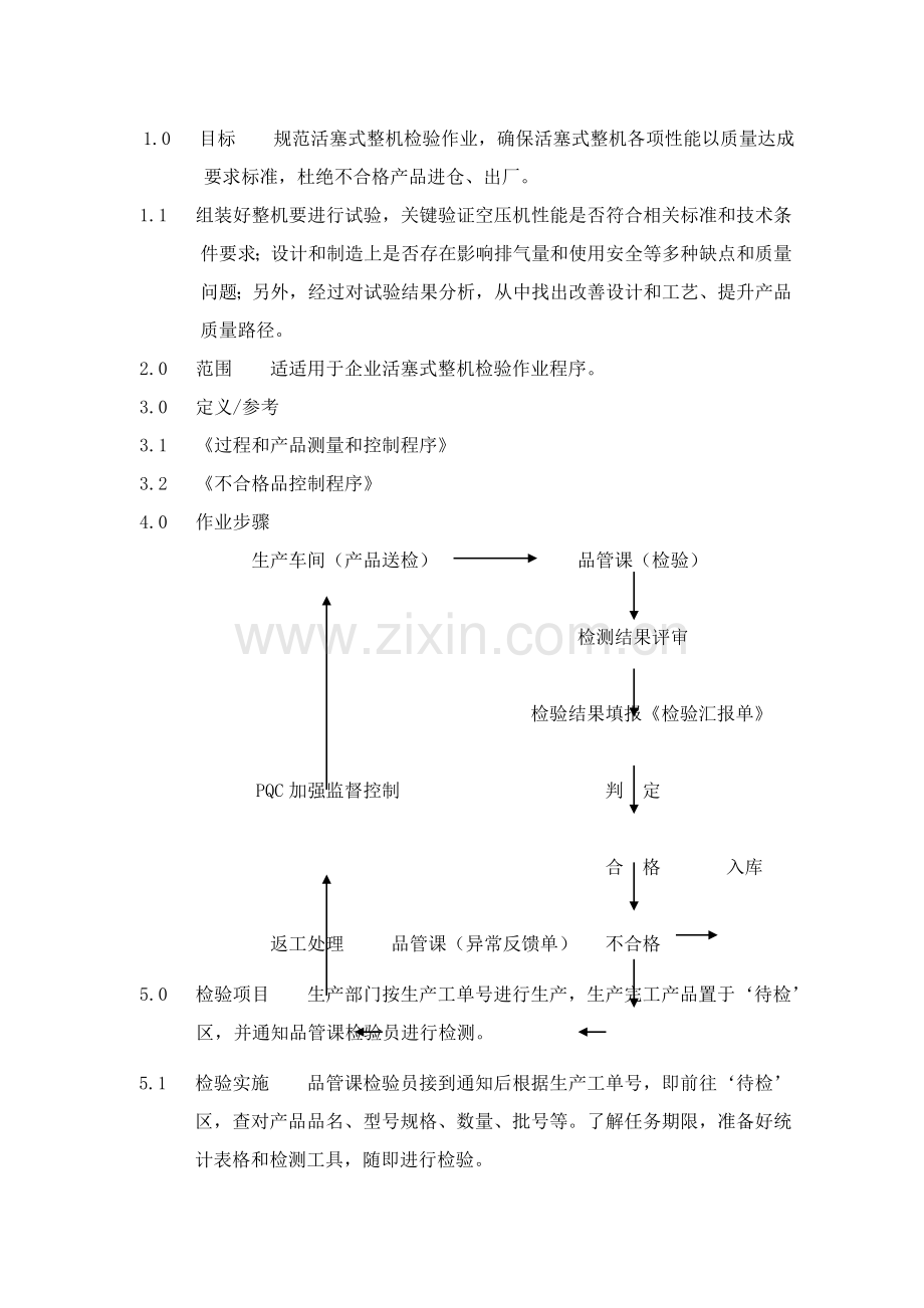 活塞式空压机整机最终检验工艺模板.doc_第1页