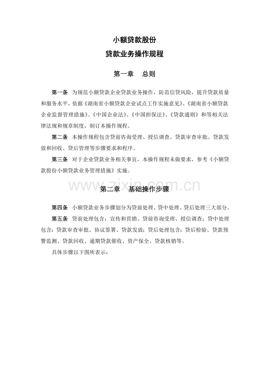 小额贷款公司贷款业务操作作业规程终稿.doc_第1页