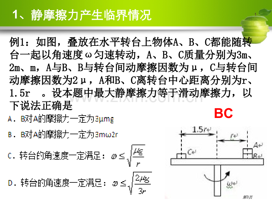 圆周运动水平面上的临界问题省公共课一等奖全国赛课获奖课件.pptx_第3页