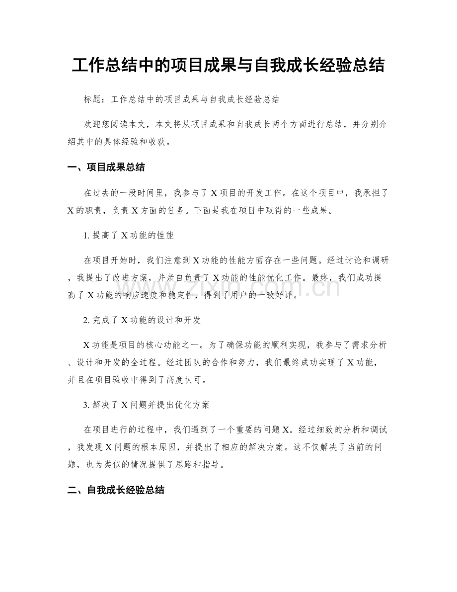 工作总结中的项目成果与自我成长经验总结.docx_第1页