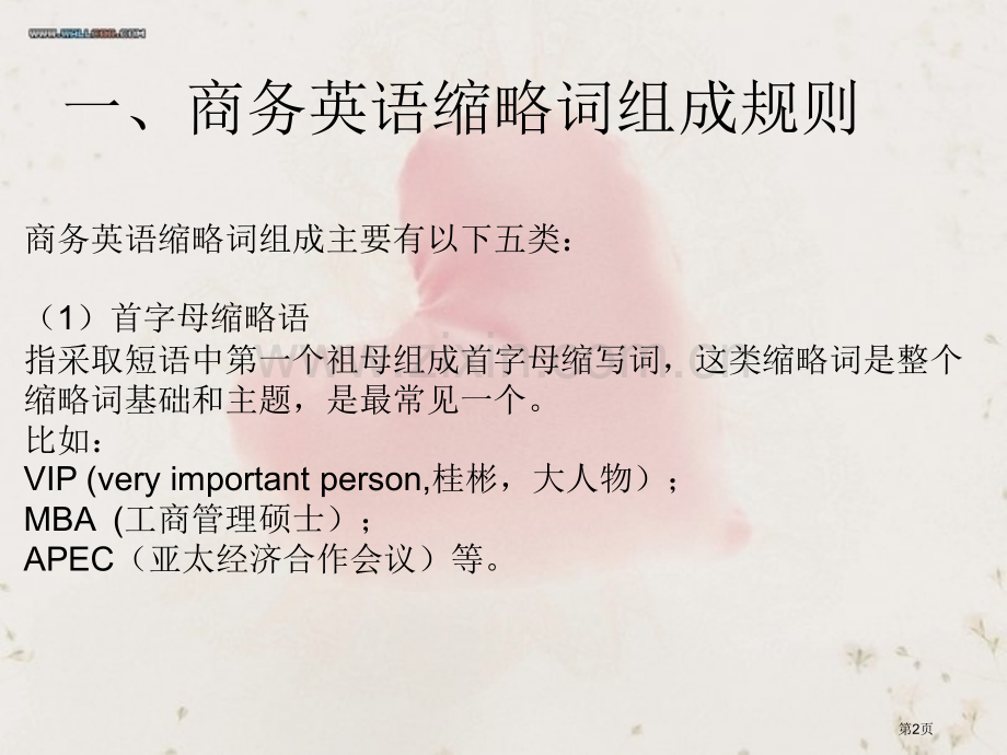 商务英语翻译缩略词构成规则及翻译方法市公开课一等奖百校联赛特等奖课件.pptx_第2页