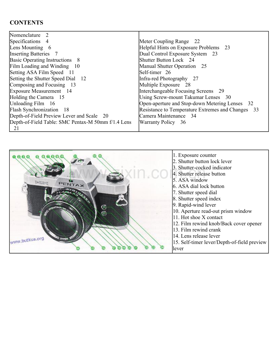 宾得pentaxmx胶片机专项说明书彩色英文版.docx_第2页