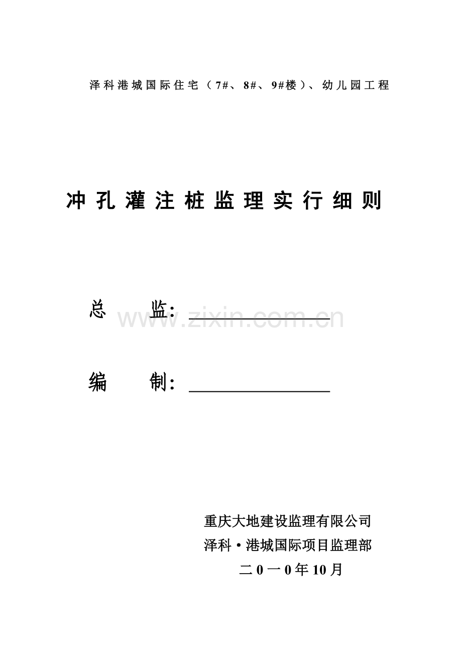 冲孔灌注桩监理实施工作细则.doc_第1页