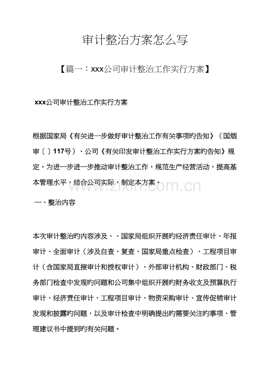 活动专题方案之审计整改专题方案怎么写.docx_第1页