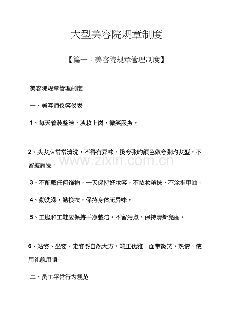 大型美容院全新规章新版制度.docx_第1页