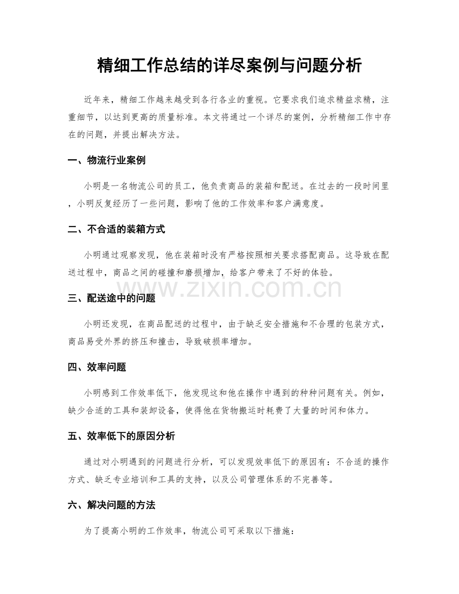 精细工作总结的详尽案例与问题分析.docx_第1页