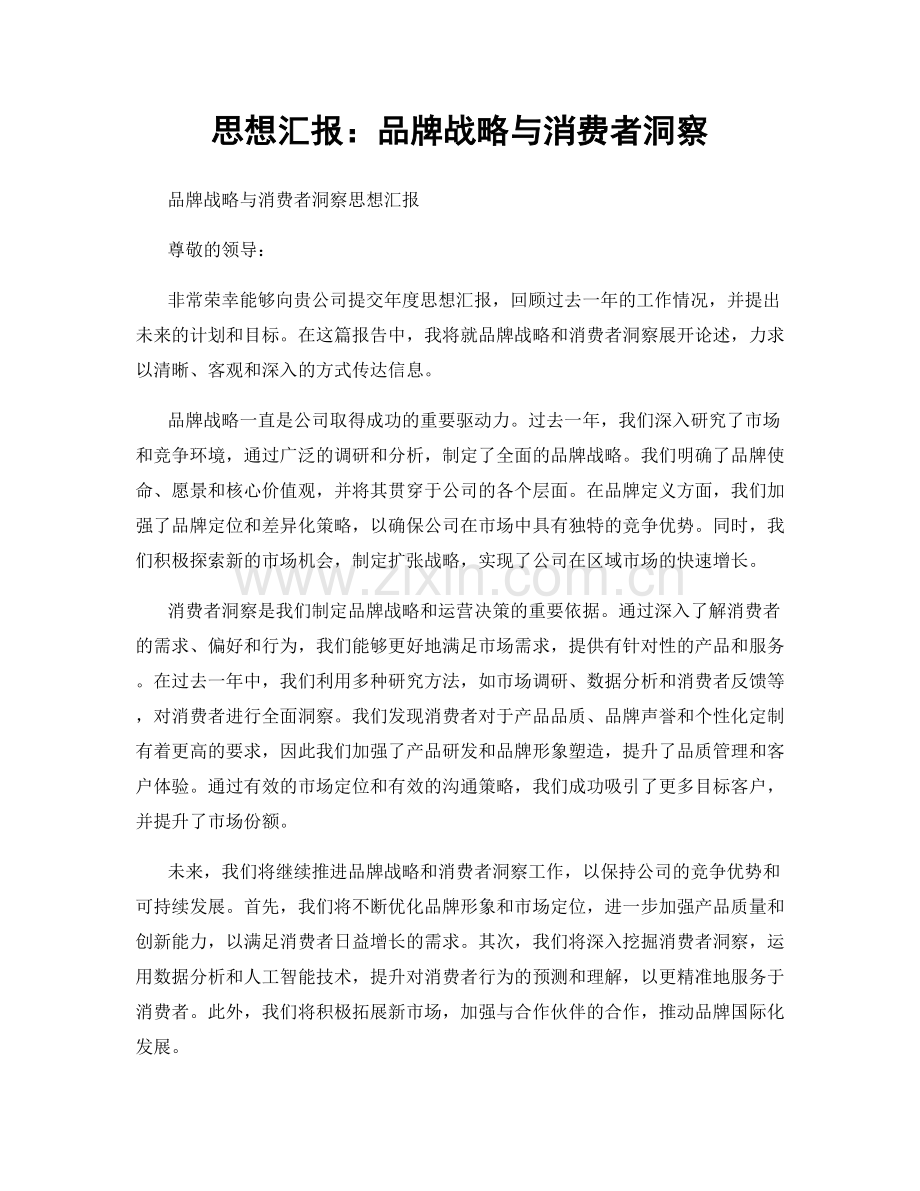 思想汇报：品牌战略与消费者洞察.docx_第1页