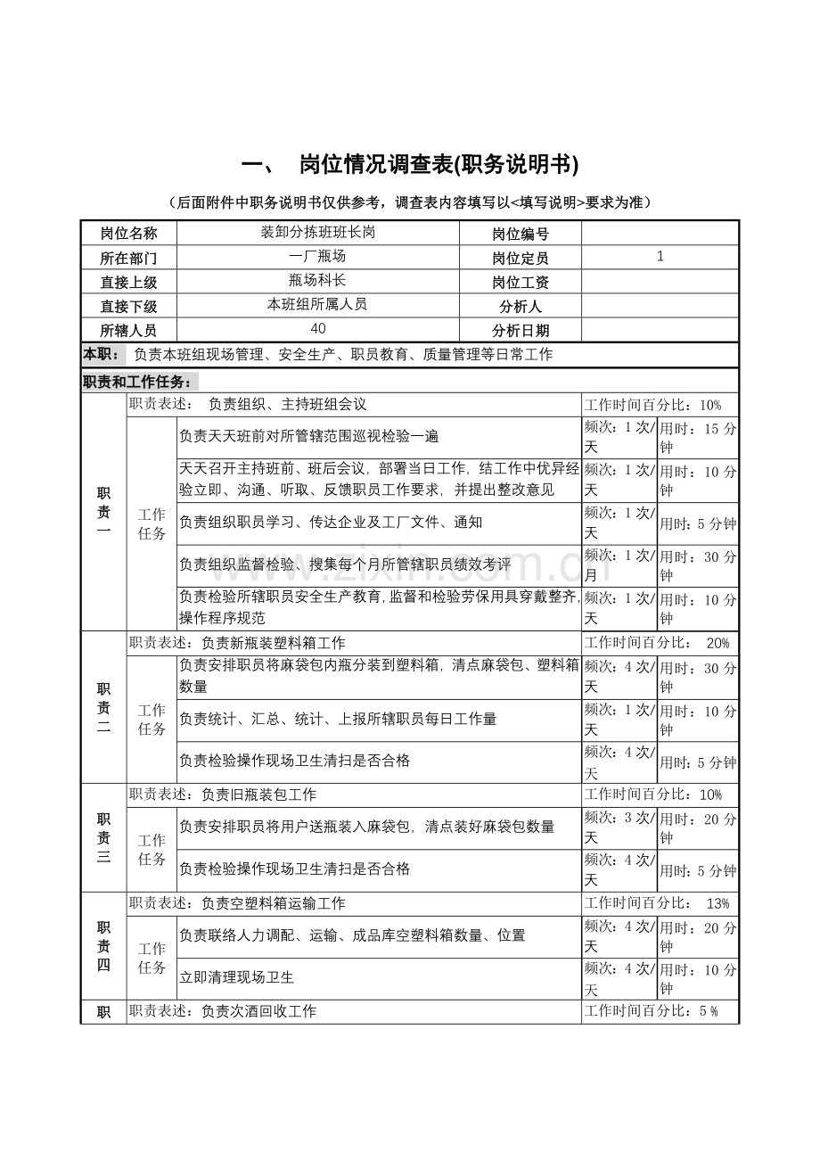 装卸分拣班班长岗岗位职责说明样本.doc_第1页