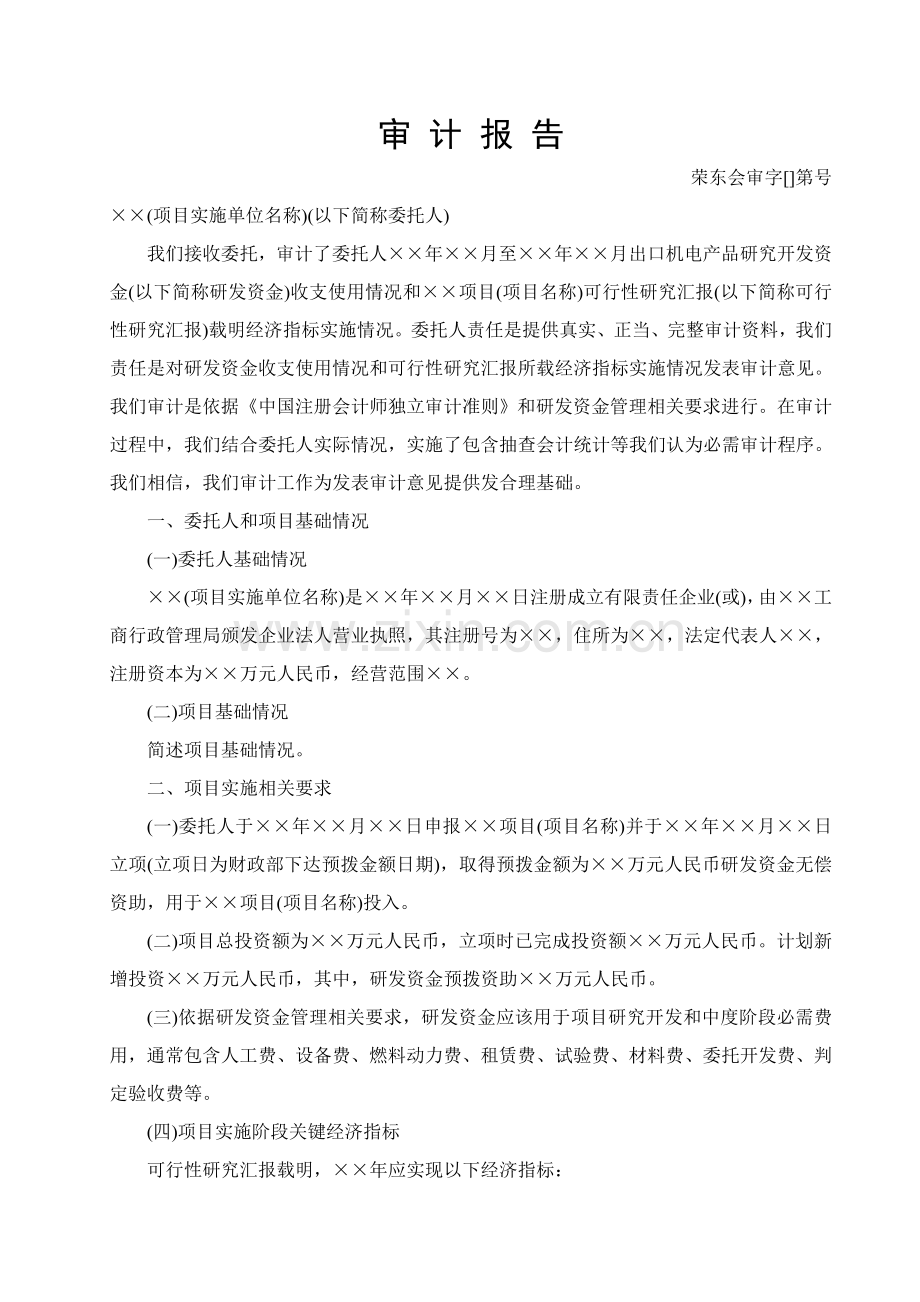 试论项目审计报告样本.doc_第1页