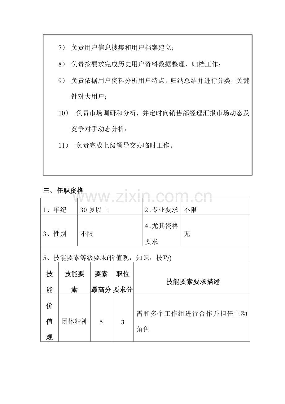 销售部市场主管岗位说明书样本.doc_第2页