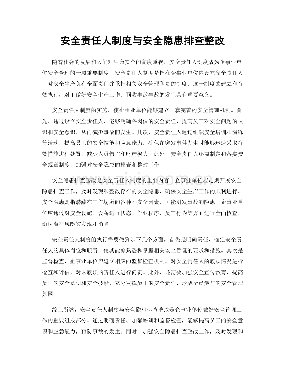 安全责任人制度与安全隐患排查整改.docx_第1页