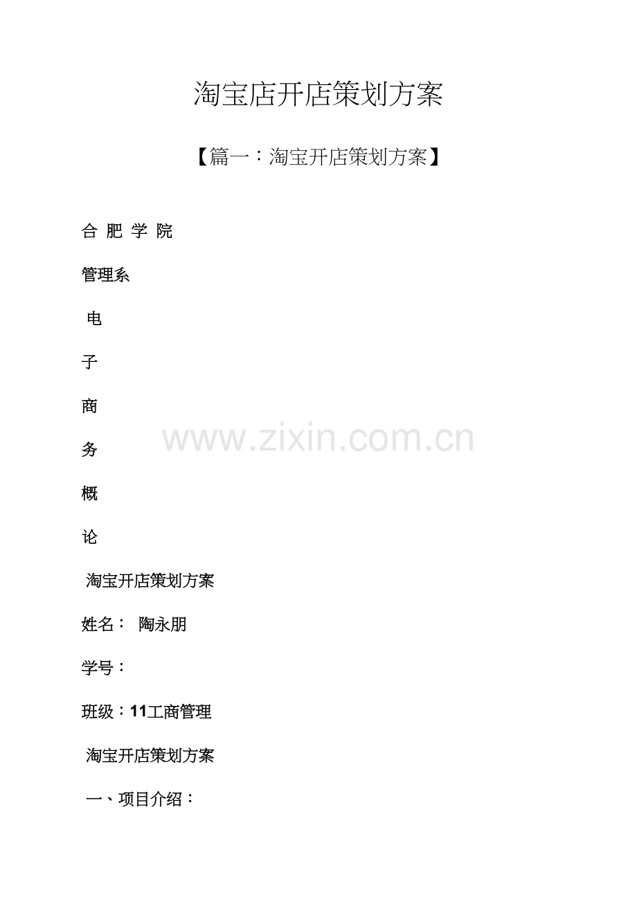 淘宝店开店专业策划专项方案.docx_第1页