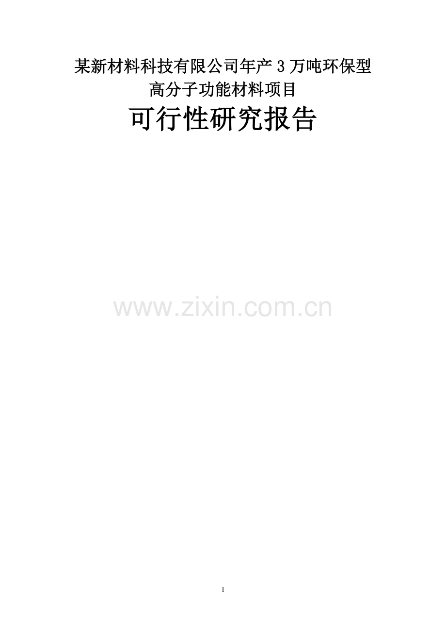 某新材料科技有限公司年产3万吨环保型高分子功能材料项目可行性研究报告.doc_第1页