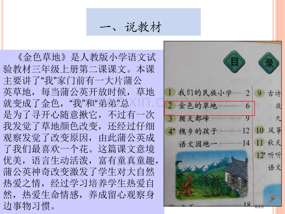 金色的草地说课稿省公共课一等奖全国赛课获奖课件.pptx_第3页