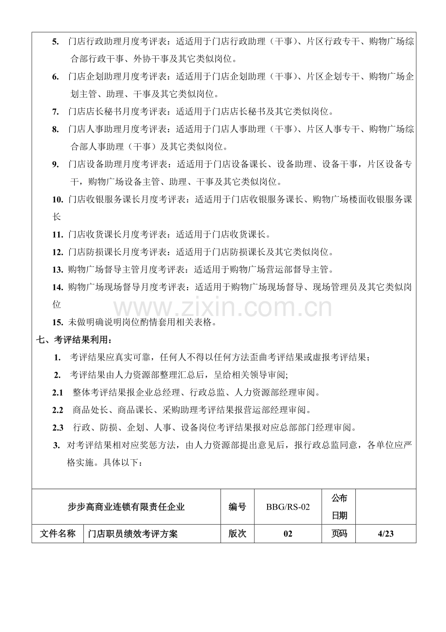 步步高商业连锁有限责任公司门店员工绩效考核方案模板.doc_第3页