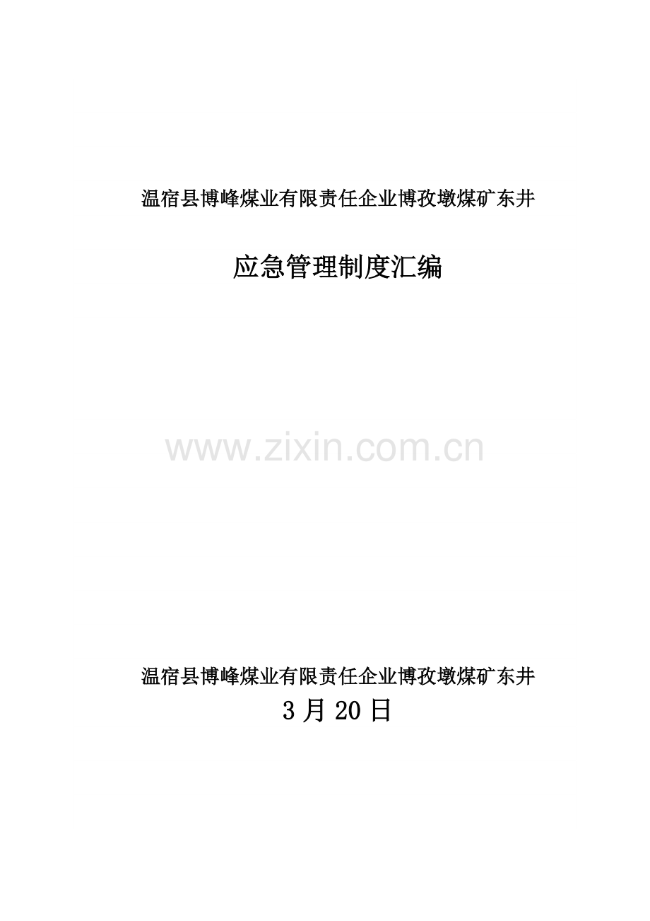 煤业有限责任公司应急管理制度汇编样本.doc_第1页