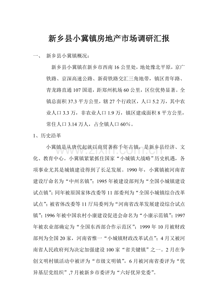 新乡县小冀镇调研研究报告.doc_第1页