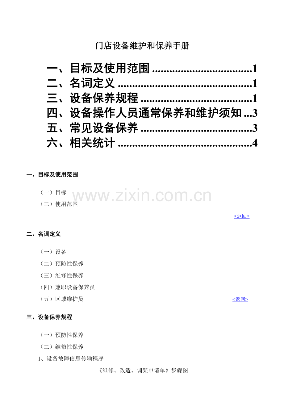 门店设备维护与保养手册模板.doc_第1页