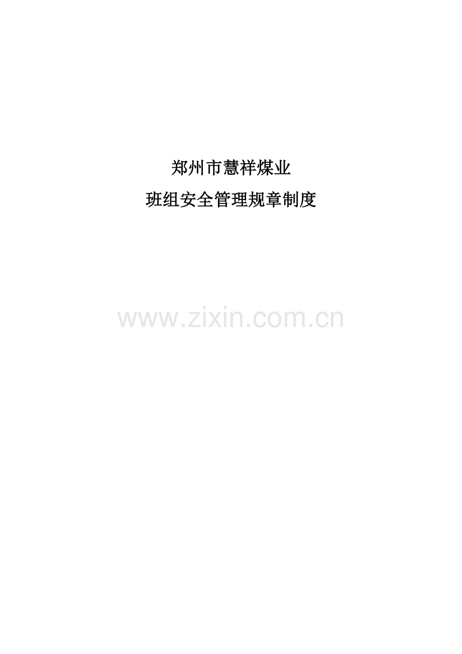 煤业有限公司班组安全管理规章制度样本.doc_第1页