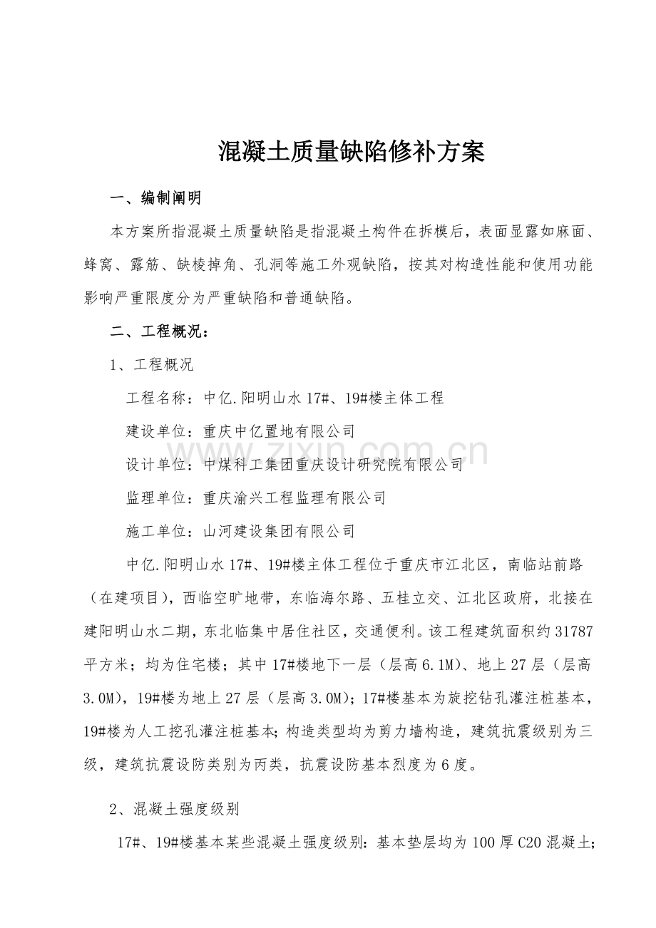 混凝土结构外观缺陷处理专项方案通用.doc_第2页