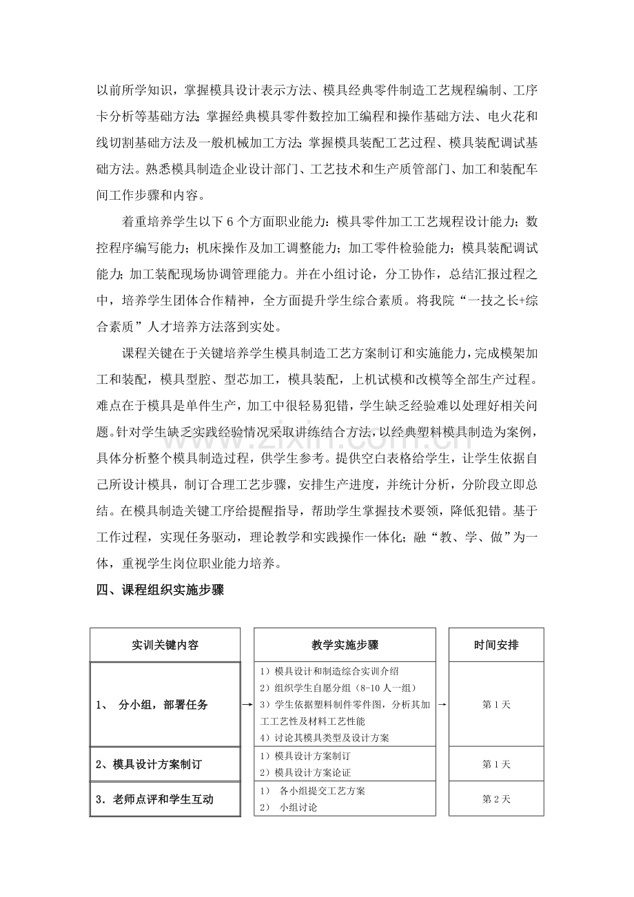 模具制造综合实训课程教学设计专业方案.doc_第3页