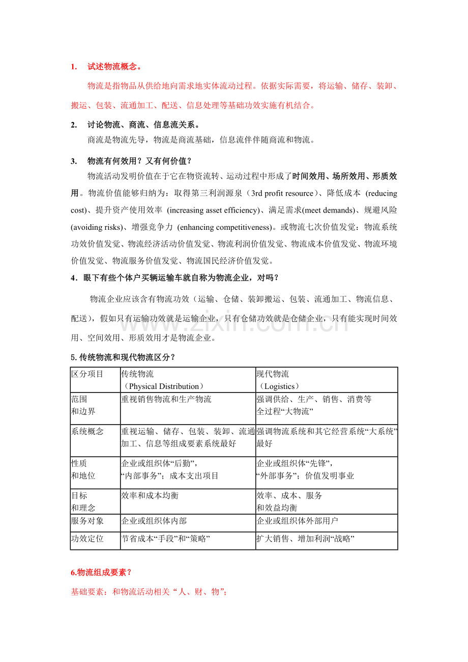 物流与供应链科学管理复习题.doc_第1页