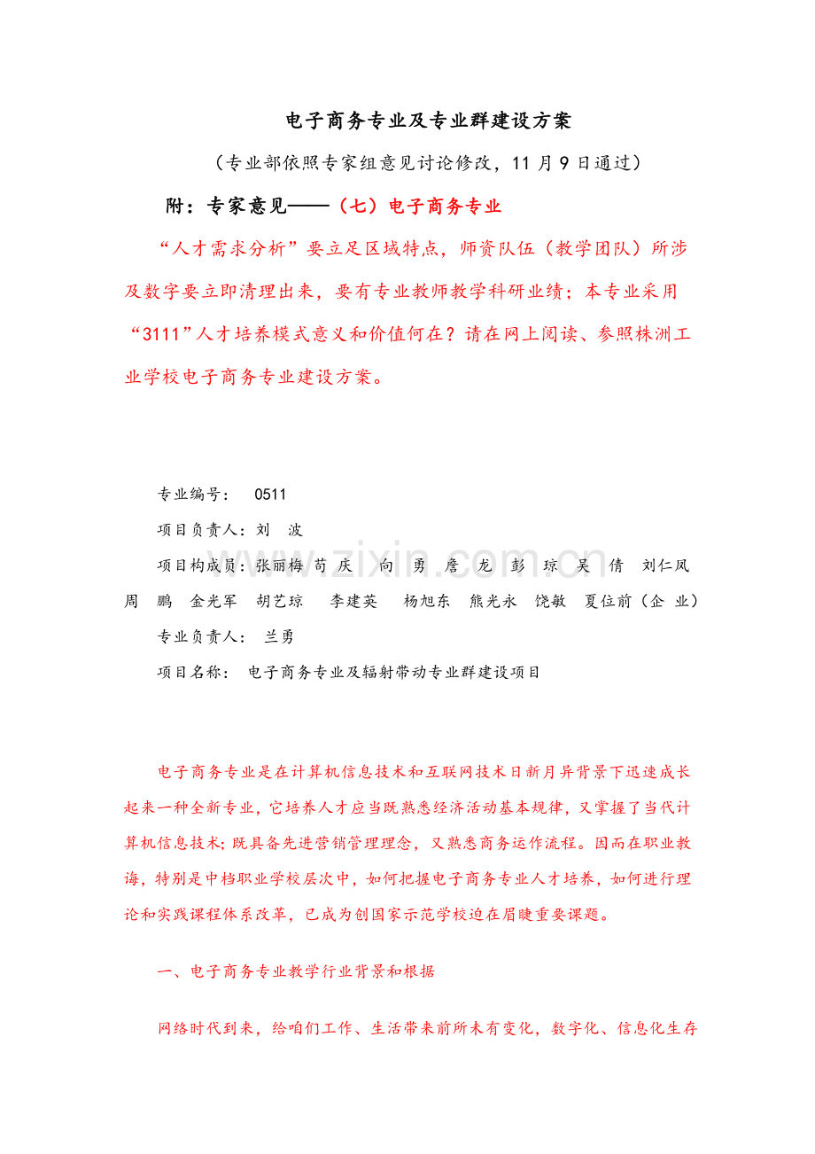 电子商务专业及专业群建设专项方案设计.doc_第1页