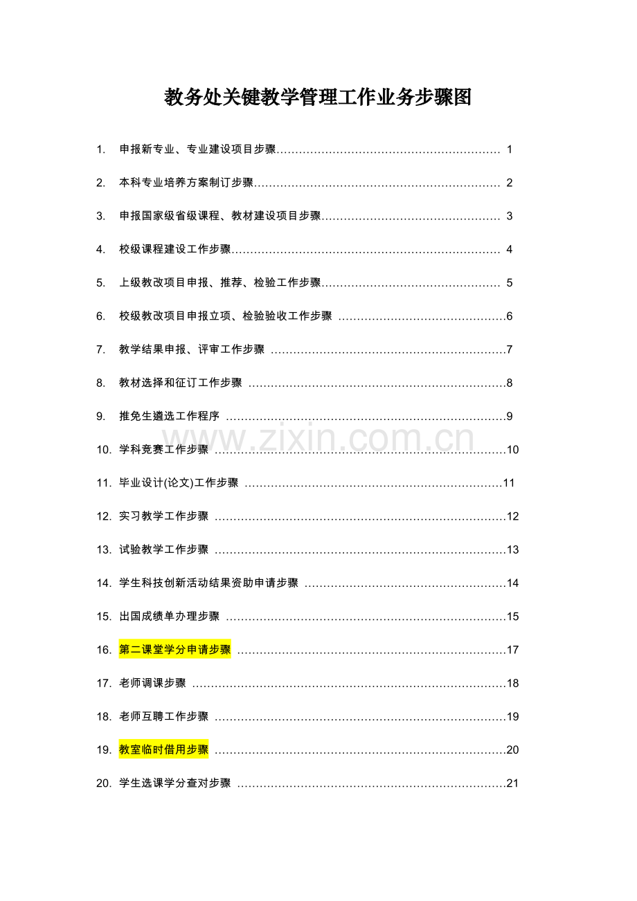 教务处主要教学管理工作业务流程图范本模板.doc_第1页