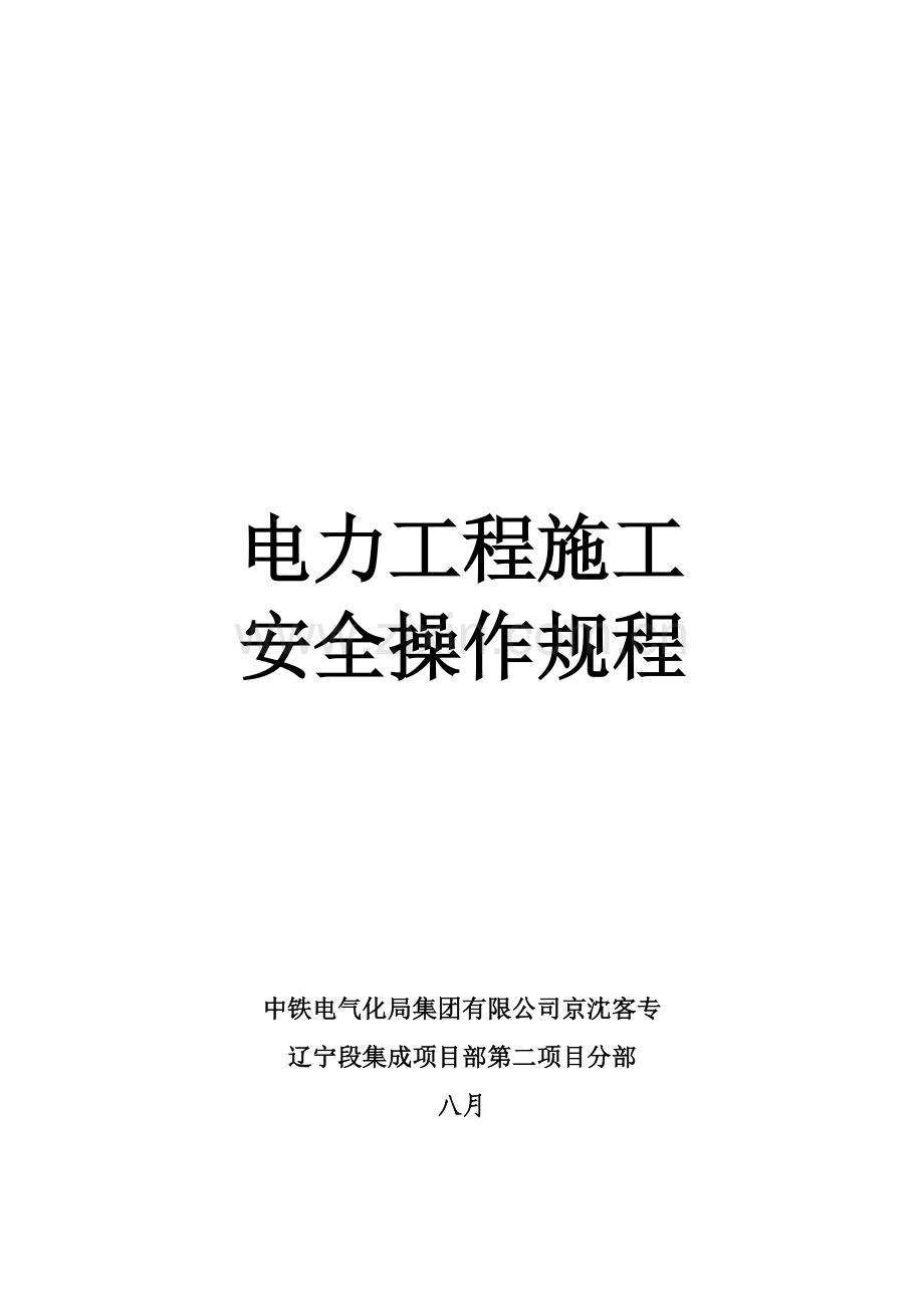 电力关键工程综合施工安全操作专题规程.docx_第1页