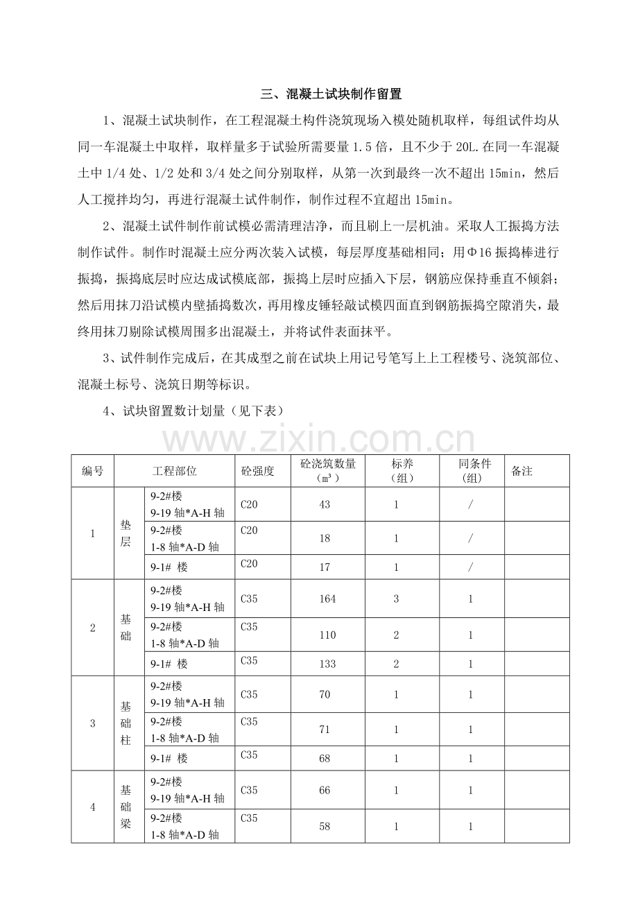 混凝土试块制作留置及养护专业方案.docx_第3页