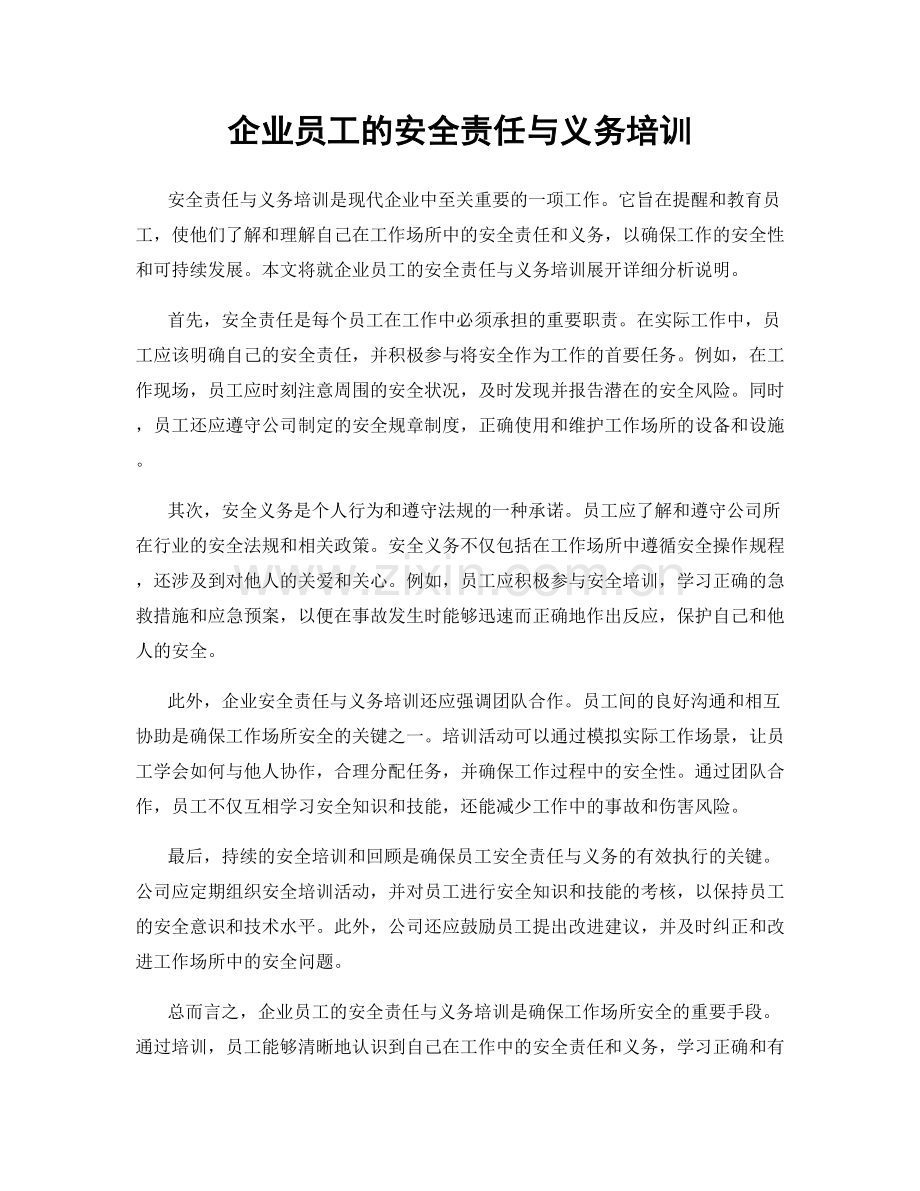 企业员工的安全责任与义务培训.docx_第1页