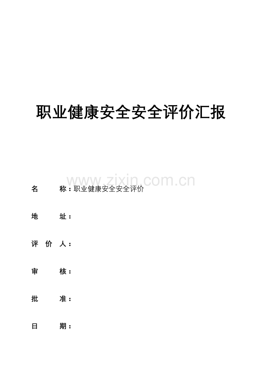 职业健康安全安全评价研究报告.doc_第1页