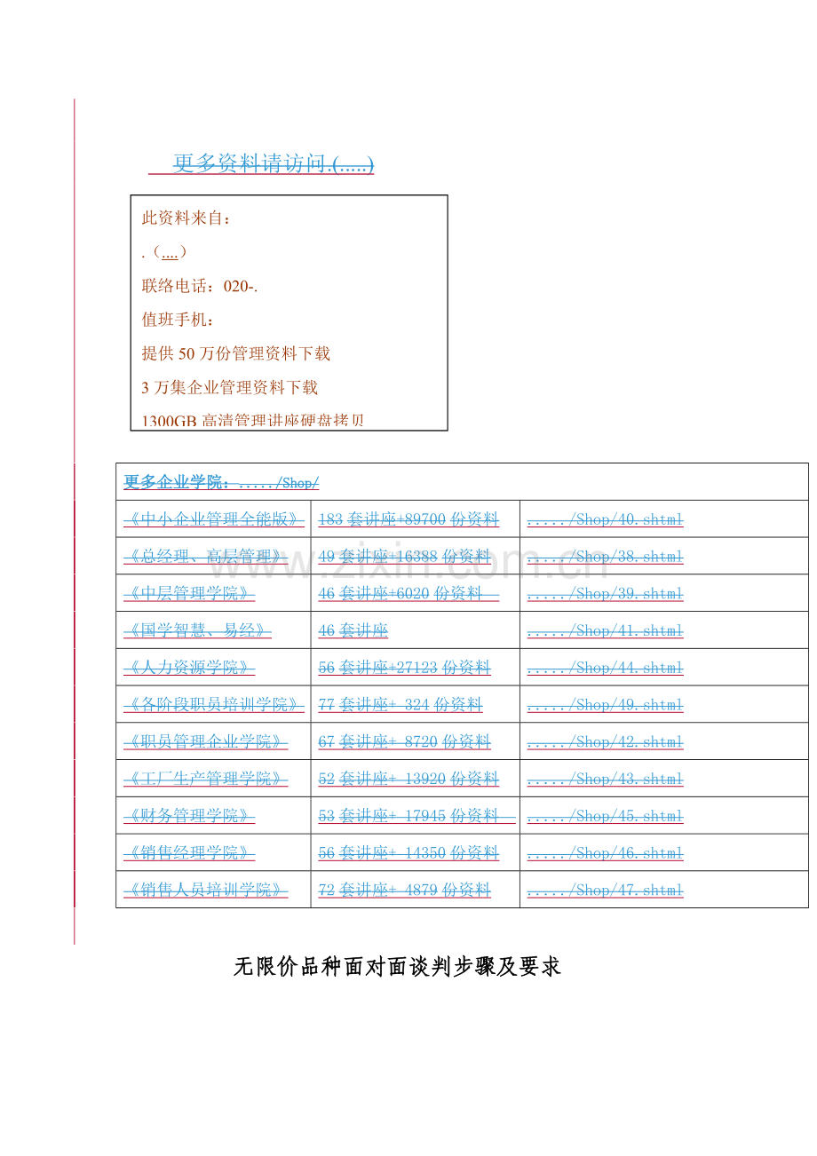 无限价品种面对面谈判流程与要求模板.doc_第1页