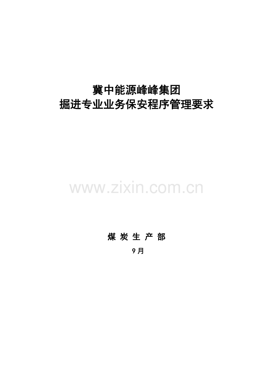 集团掘进专业业务保安程序管理规定样本.doc_第1页