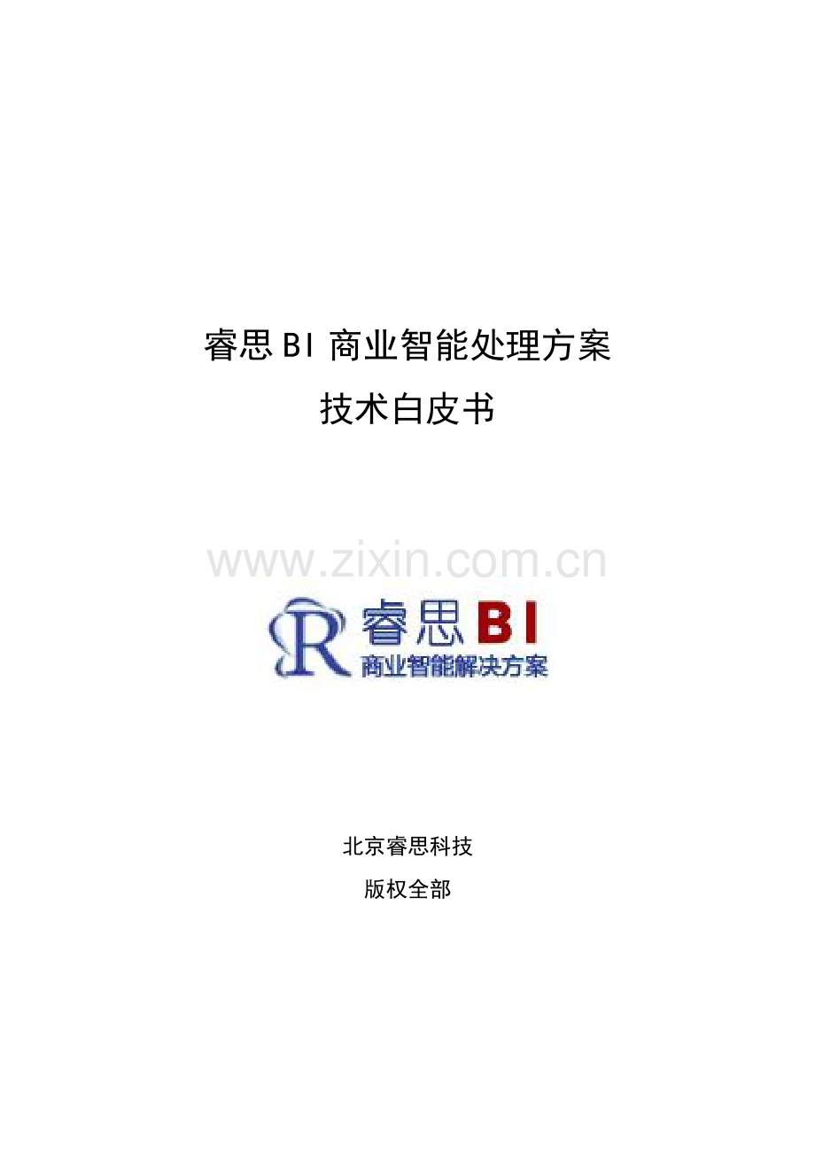 新版睿思BI商业智能解决方案技术白皮书模板.docx_第1页