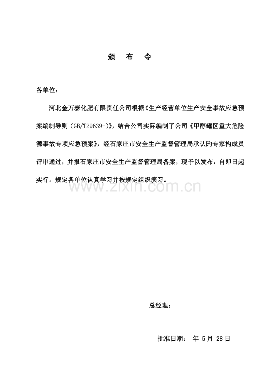 甲醇罐区重大危险源事故专项应急全新预案.docx_第2页