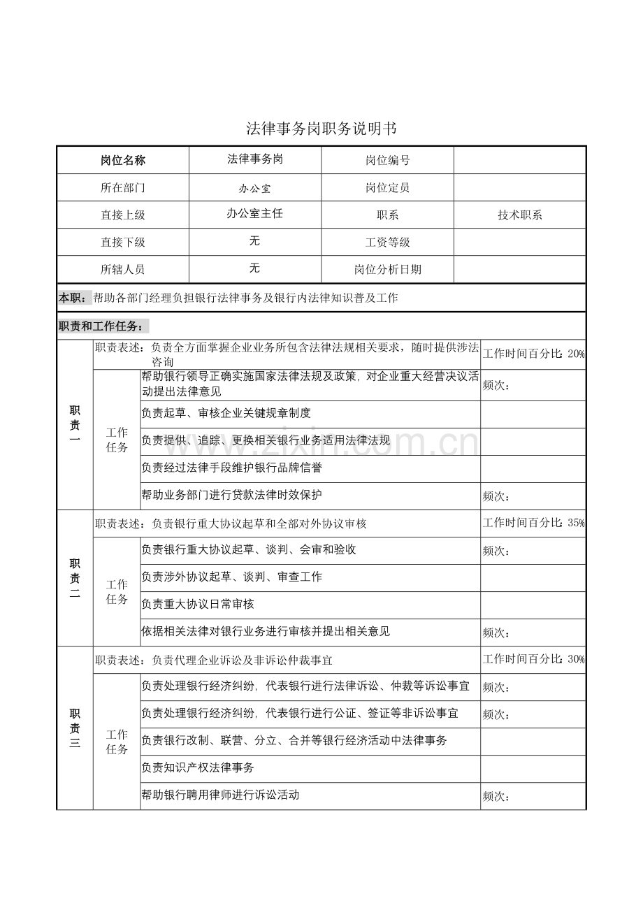 法律事务岗职务说明书样本.doc_第1页