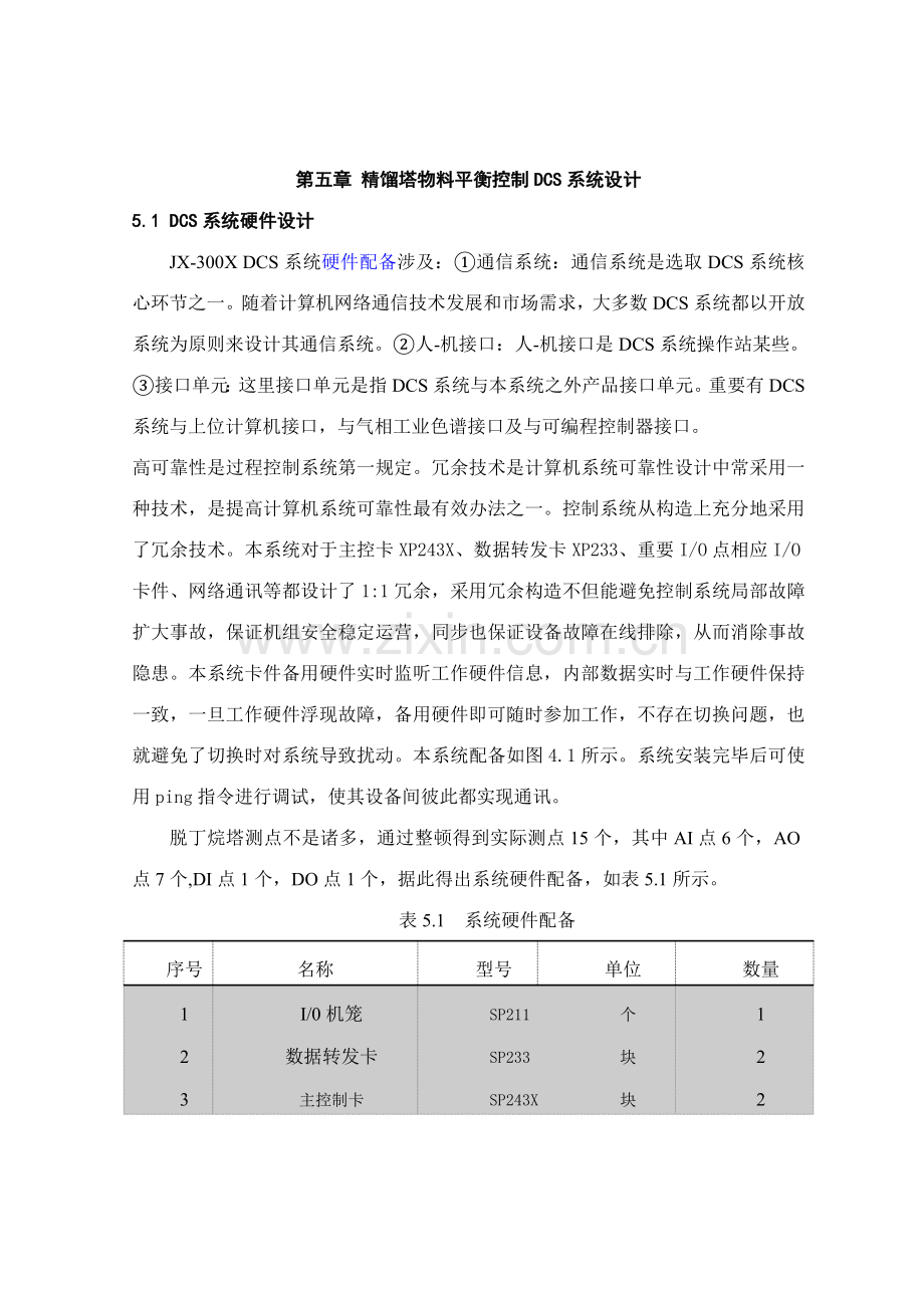 第五章精馏塔物料平衡控制DCS专业系统设计.doc_第1页