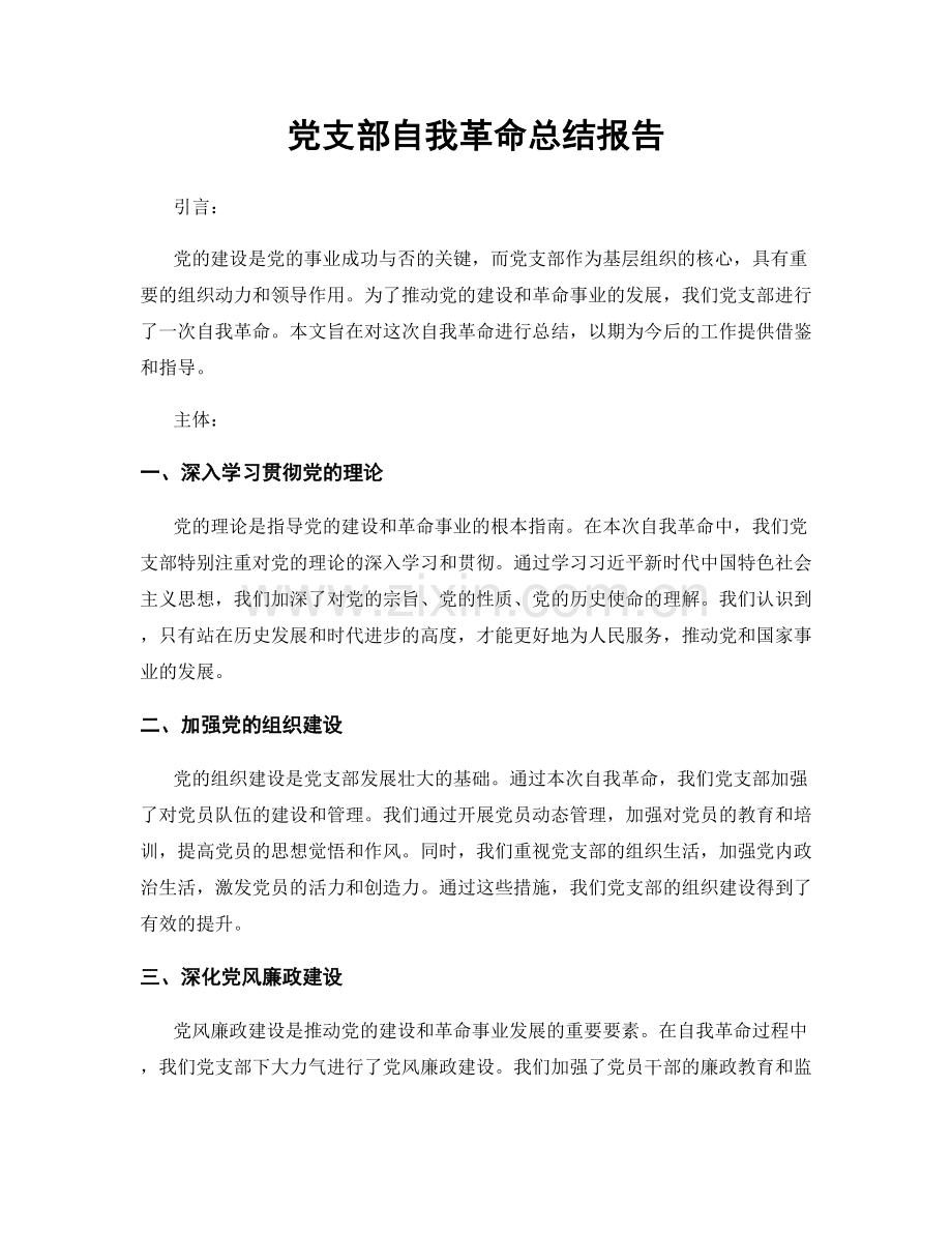 党支部自我革命总结报告.docx_第1页