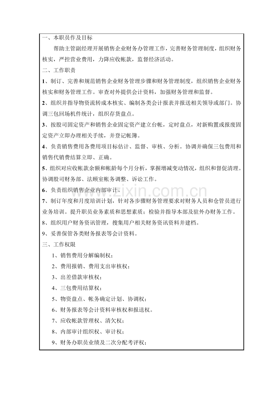 机器公司财务办主任岗位说明书样本.doc_第2页