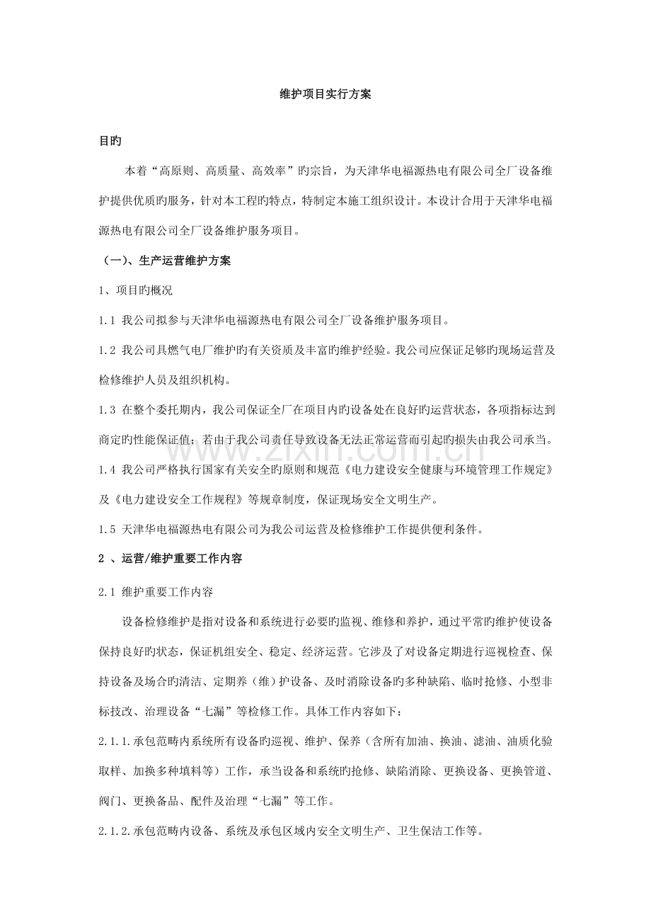 电厂运维的专项项目实施专题方案.docx_第1页