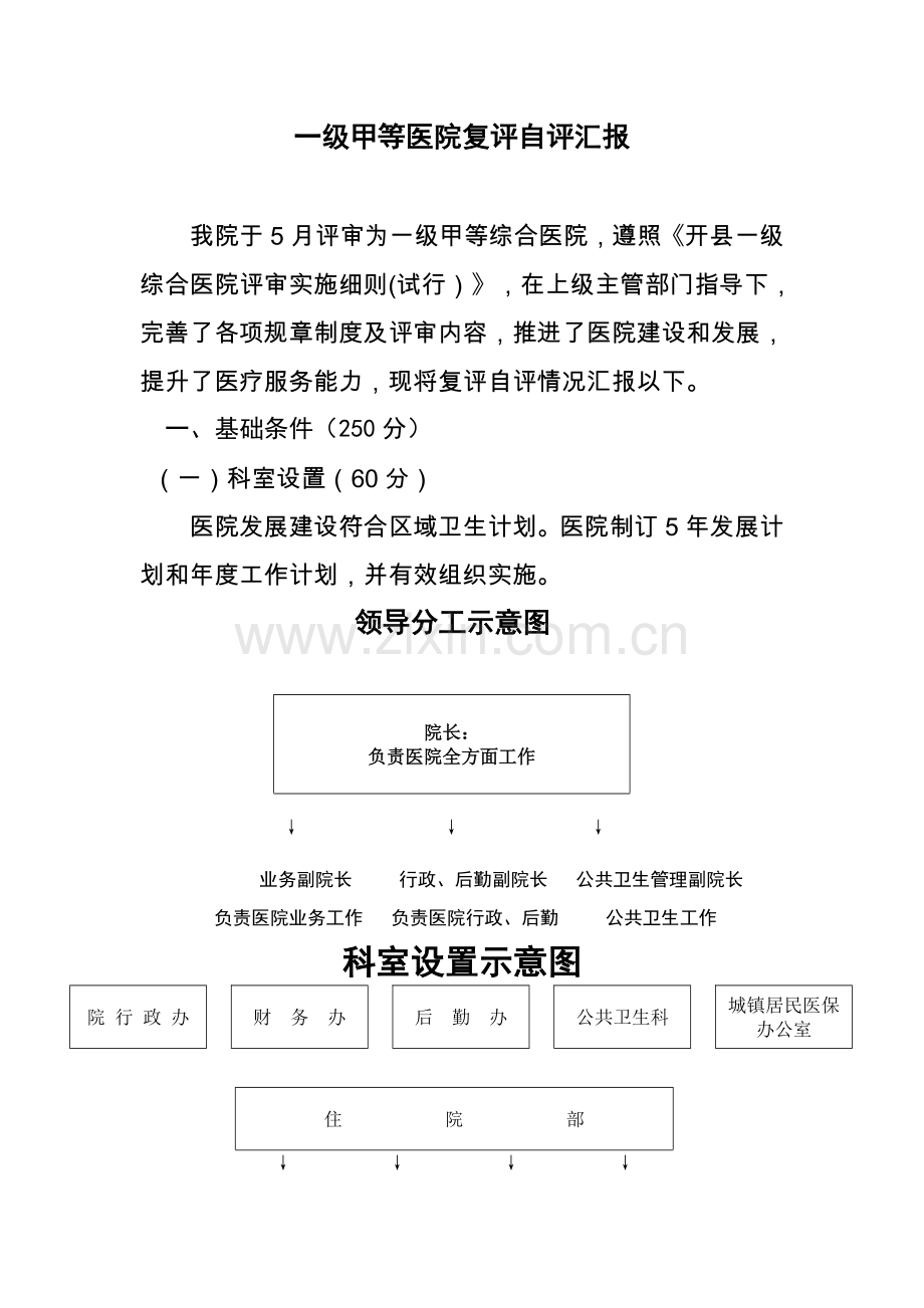 一级甲等医院复评自评分析报告.doc_第1页