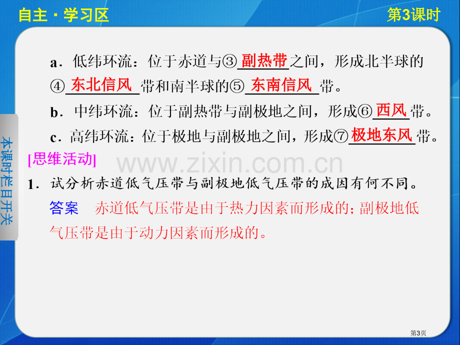 高中地理湘教版必修一全球气压带风带的分布和影响省公共课一等奖全国赛课获奖课件.pptx_第3页