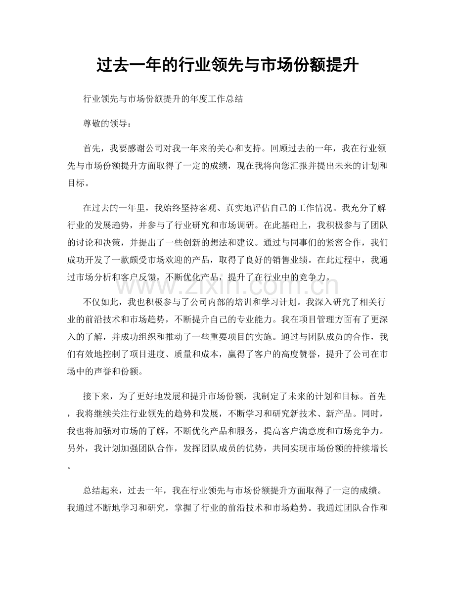 过去一年的行业领先与市场份额提升.docx_第1页