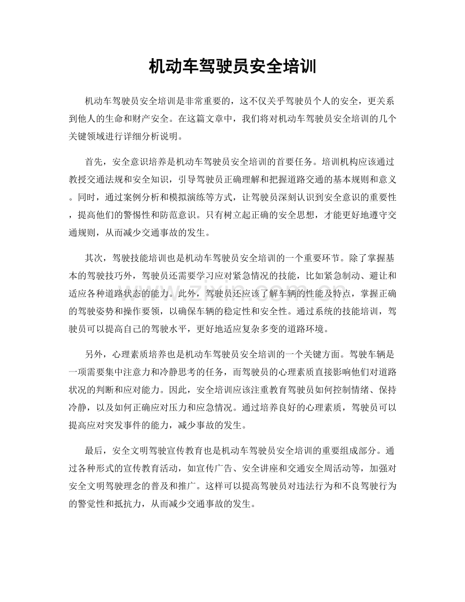 机动车驾驶员安全培训.docx_第1页