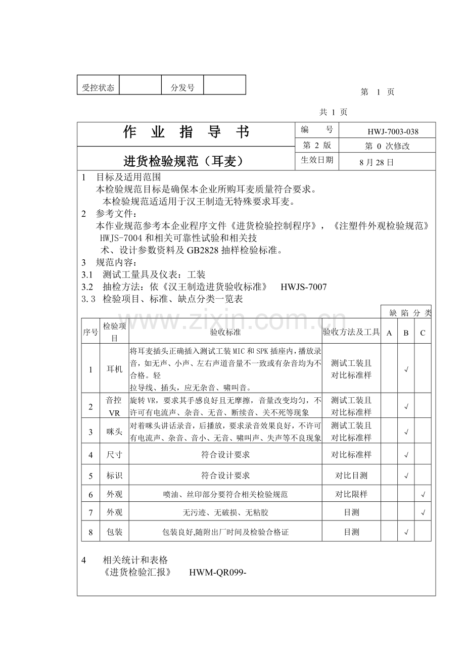 耳麦进货检验制度样本.doc_第1页